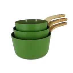 Set de 3 casseroles en aluminium vert – compatible induction