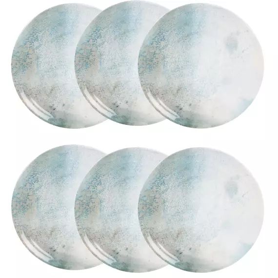 Assiette plate en faïence blanche et bleue