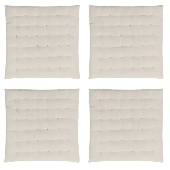 Galettes de chaise capitonnées crème-lot de4- 40x40x4