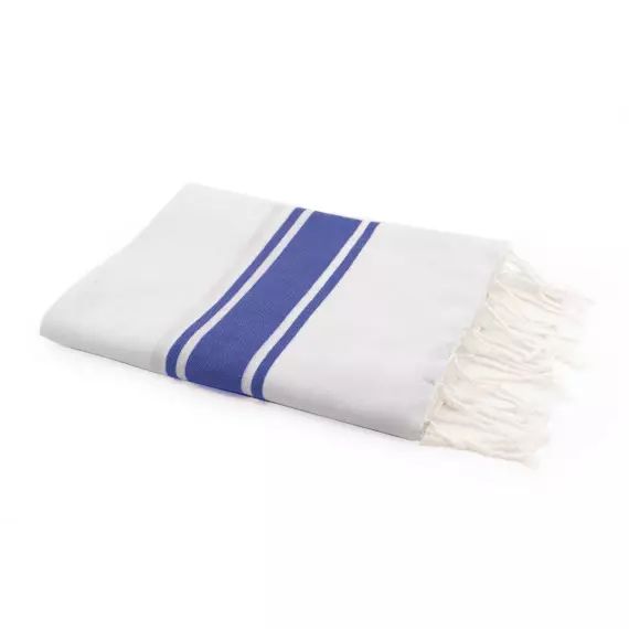 Fouta en coton 100×200 Blanc et bleu grec
