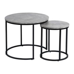 Set de 2 tables basses scandinaves rondes en ciment Table gigogne