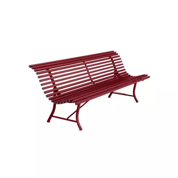 Banc avec dossier Louisiane en Métal, Acier électrozingué – Couleur Rouge – 200 x 115.68 x 80 cm – Designer Studio