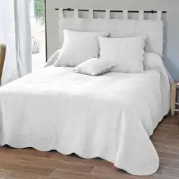 Jeté de lit 230×250 blanc en coton