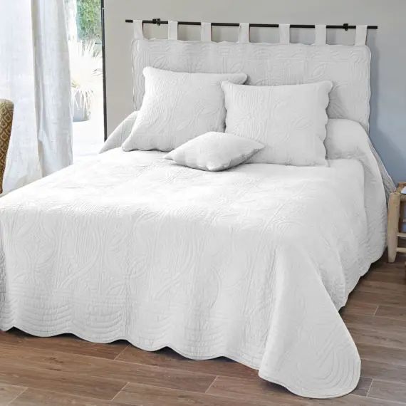Jeté de lit 230×250 blanc en coton