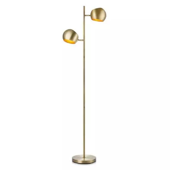 Lampadaire 2lumières métal h145cm laiton
