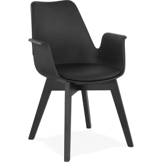 Fauteuil scandinave rembourré assise et pieds noir