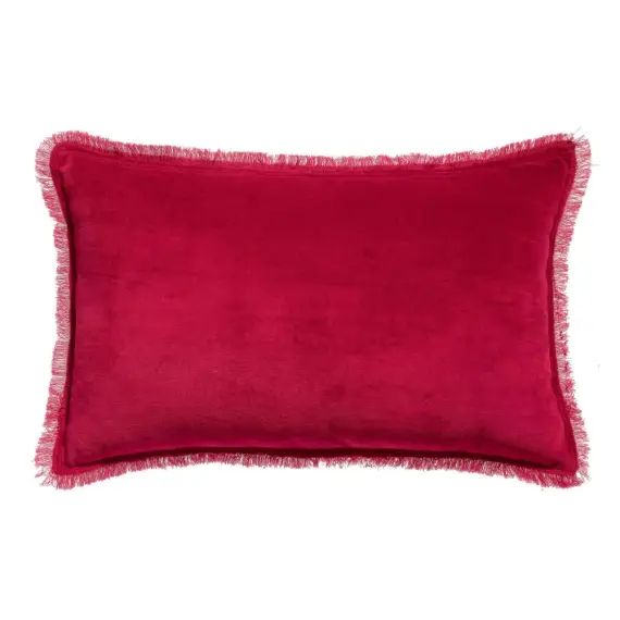 Coussin uni en 100% coton rouge 30×50