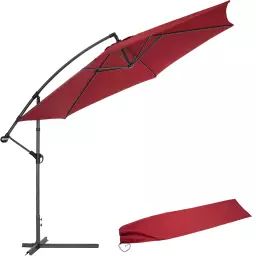 Parasol 350 cm avec housse de protection rouge