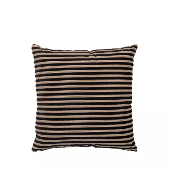 Coussin en tissu à rayures 43x43cm naturel  et  noir