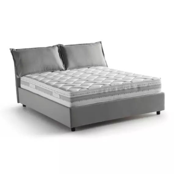 Lit coffre 140×190 cm en tissu gris