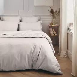 Parure de lit en percale de coton gris perle 200×200