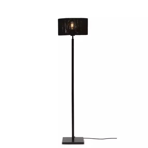 Lampadaire bambou abat-jour jute noir, h. 126cm