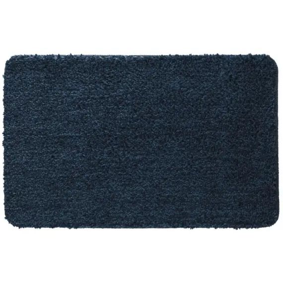Tapis de bain en polyester uni bleu 50x80cm