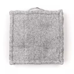 Coussin de sol carré en coton gris clair 45x45x12