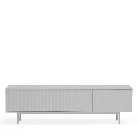 Meuble TV en bois 3 portes L180cm gris clair