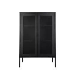 Vaisselier en métal avec portes grillagées noir