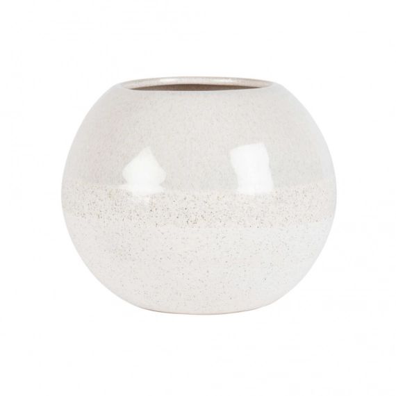Vase boule en porcelaine beige H14