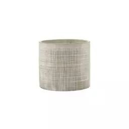 Cache-pot Cylindre en Céramique, Grès – Couleur Beige – 20 x 20 x 18 cm – Designer