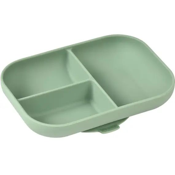 Assiette compartimentée bébé en silicone vert