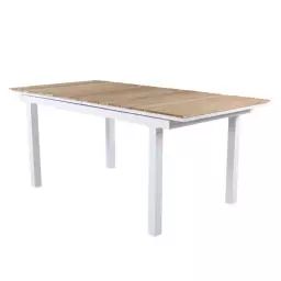 Table de jardin en bois massif et aluminium blanc