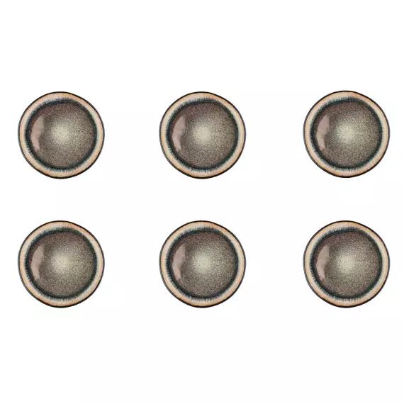 Lot de 6 assiettes à dessert en grès marron D21.5