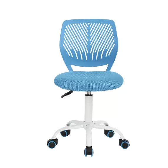 Chaise de bureau pour enfant bleu à roulettes