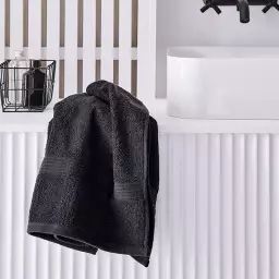 Serviette de bain uni en coton anthracite 50×90