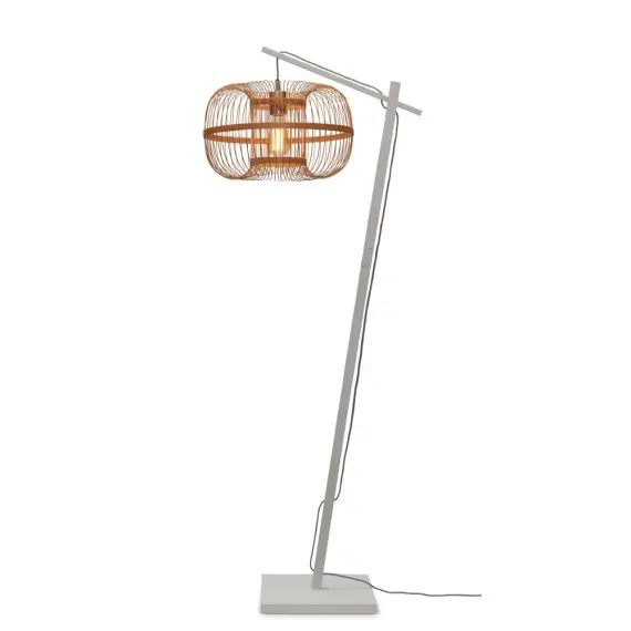 Lampadaire bambou abat-jour bambou blanc/naturel, h. 150cm