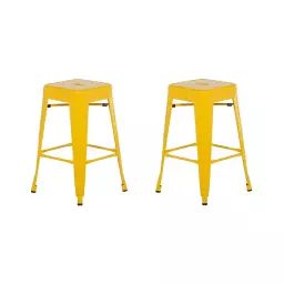 Lot de 2 tabourets de bar jaune de 60 cm