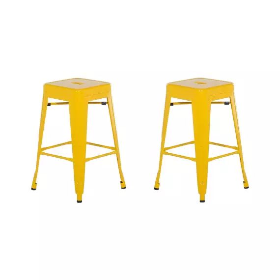 Lot de 2 tabourets de bar jaune de 60 cm