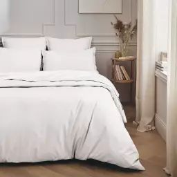 Parure de lit en percale de coton blanc 200×200