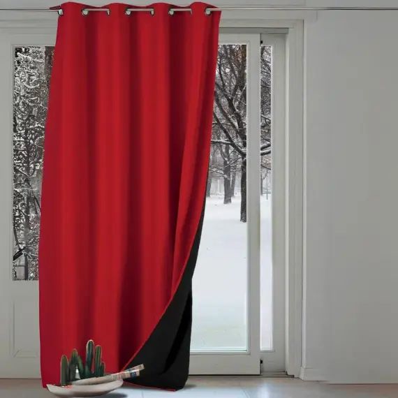 Rideau thermique aspect velours 140x260cm Rouge