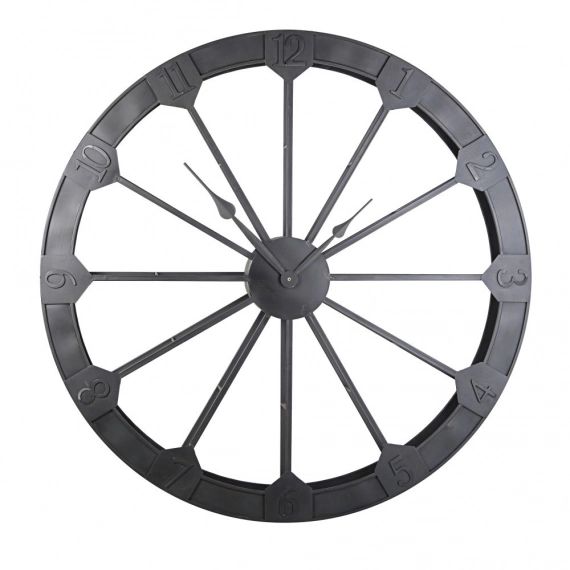 Horloge roue en métal noir mat D120
