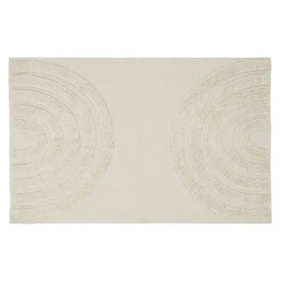 Tapis en coton bio tissé écru motifs graphiques tuftés 140×200