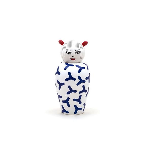 Vase Canopie en Céramique, Porcelaine – Couleur Blanc – 35.41 x 35.41 x 25.5 cm – Designer Elena  Cutolo