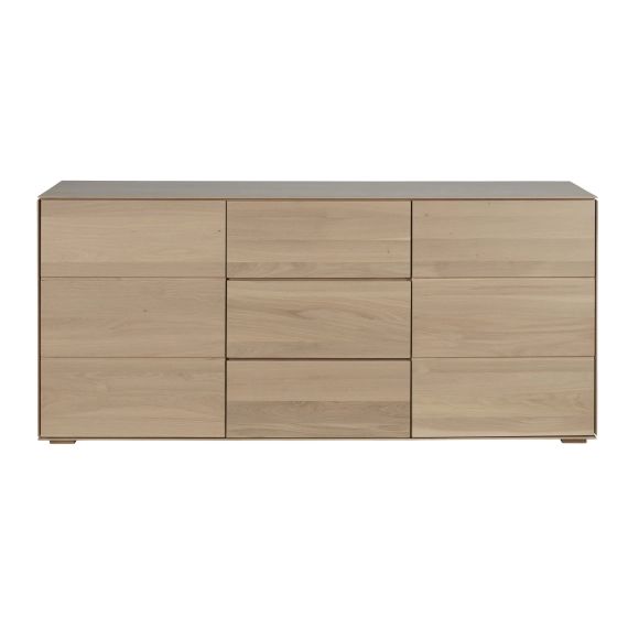Buffet moderne en bois de chêne massif naturel 2 portes 3 tiroirs L180