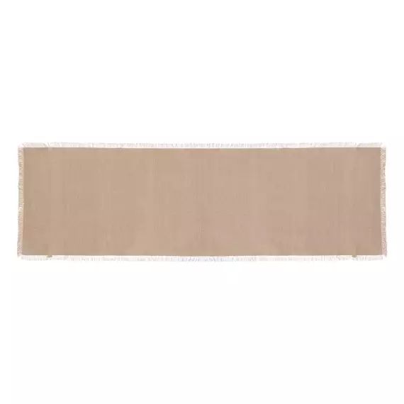 Chemin de table à franges coton beige 38 x 140 cm