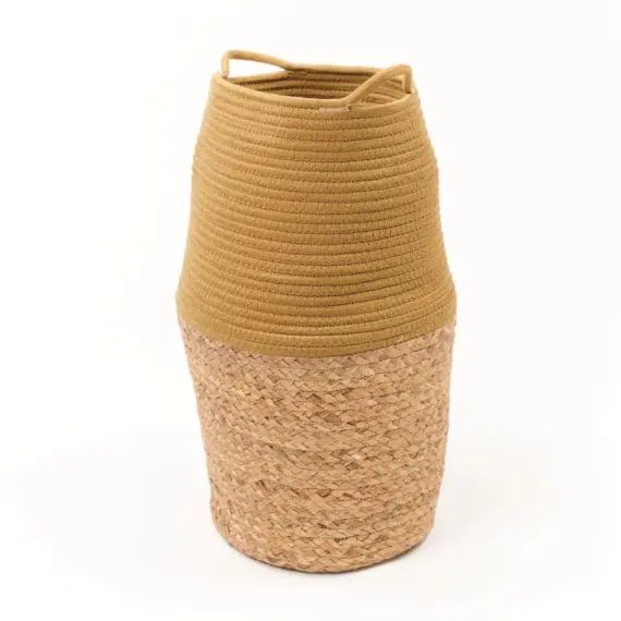 Panier long tressé en coton bronze 30×50