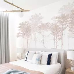 Papier peint panoramique balade dans les bois 300 x 250 cm beige