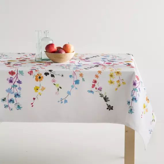 Nappe en coton biologique antitâche imprimée  multicolor 140×100 cm