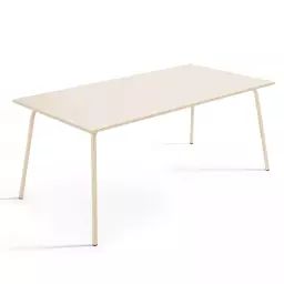 Table de jardin rectangulaire en métal ivoire 120 cm