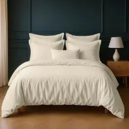 Parure housse de couette coton blanc 140×200 cm