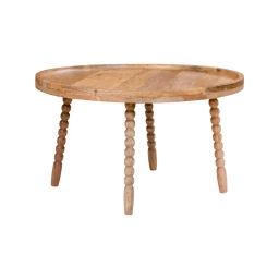 Table basse ronde 60cm style rétro en bois