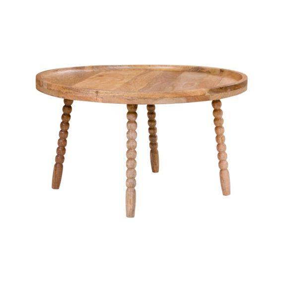 Table basse ronde 60cm style rétro en bois