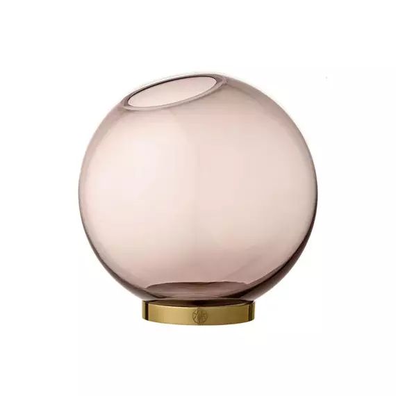 Vase Globe en Verre, Verre soufflé – Couleur Rose – 24.99 x 24.99 x 20.5 cm