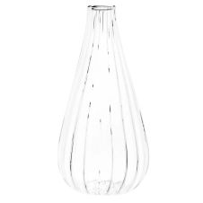 Vase strié en verre transparent H15