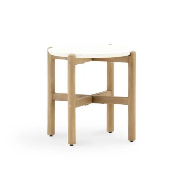 Table basse ronde bois et terrazzo 50cm