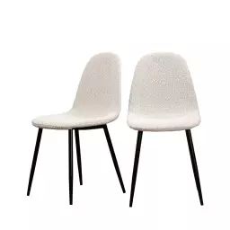 Vitikko – Lot de 2 chaises en tissu bouclette et pieds noirs