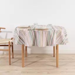 Nappe ronde enduite anti-taches 100% coton multicolore 180×180 cm