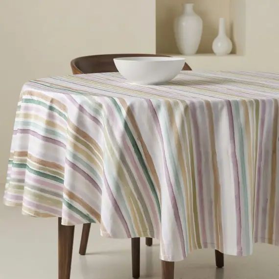 Nappe ronde enduite anti-taches 100% coton multicolore 180×180 cm